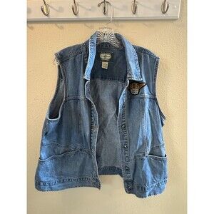 Vintage St. John’s Bay Denim Vest Women’s 1X Ladies of Harley Davidson HOG Patch